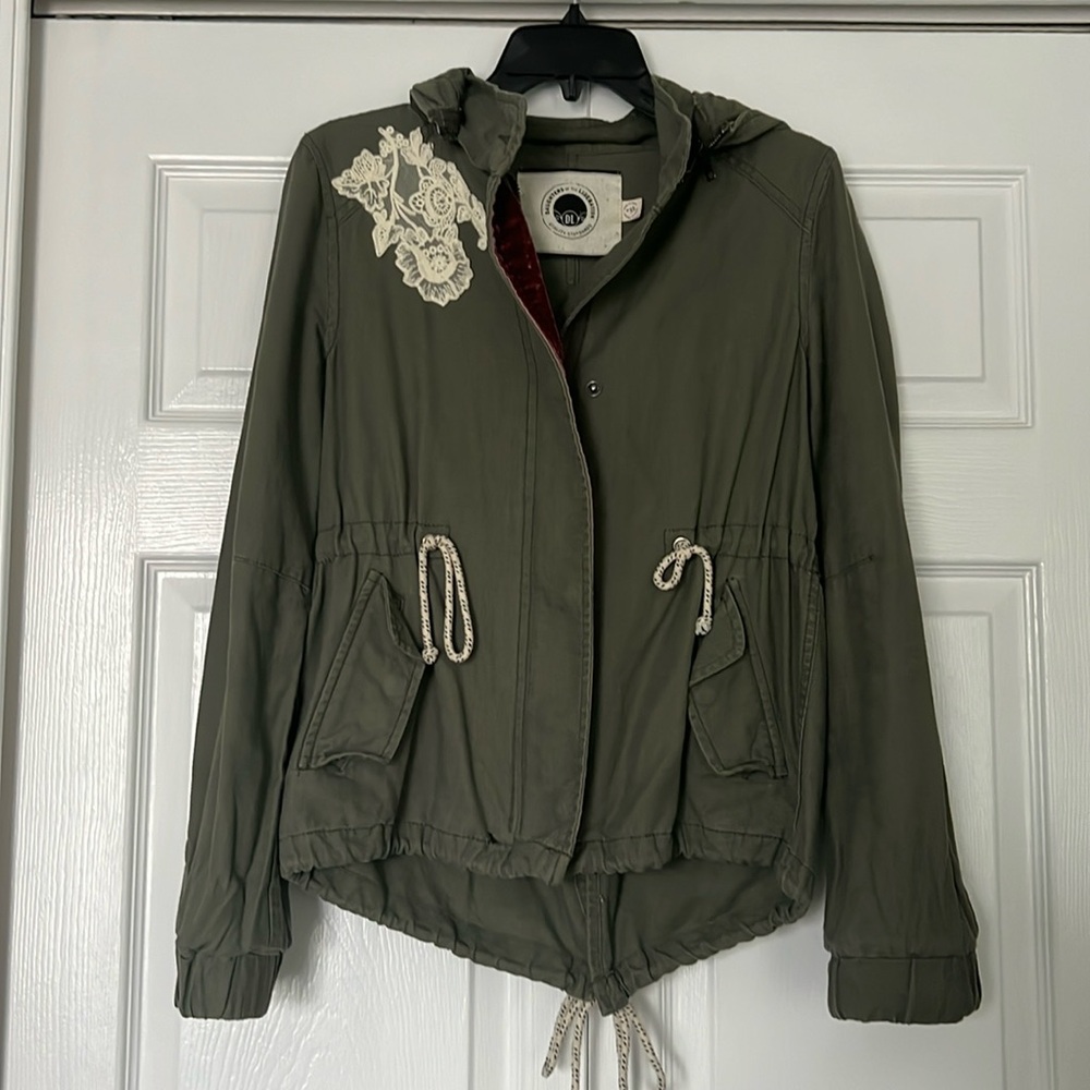Daughters of the Liberation Anthropologie Green Utility Army Jacket XS Hooded